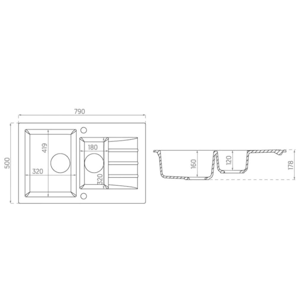 Кухонная мойка Axis Group Mojito 120 серый (11A.MO120.900.10/1.101.151.50)- Фото 2
